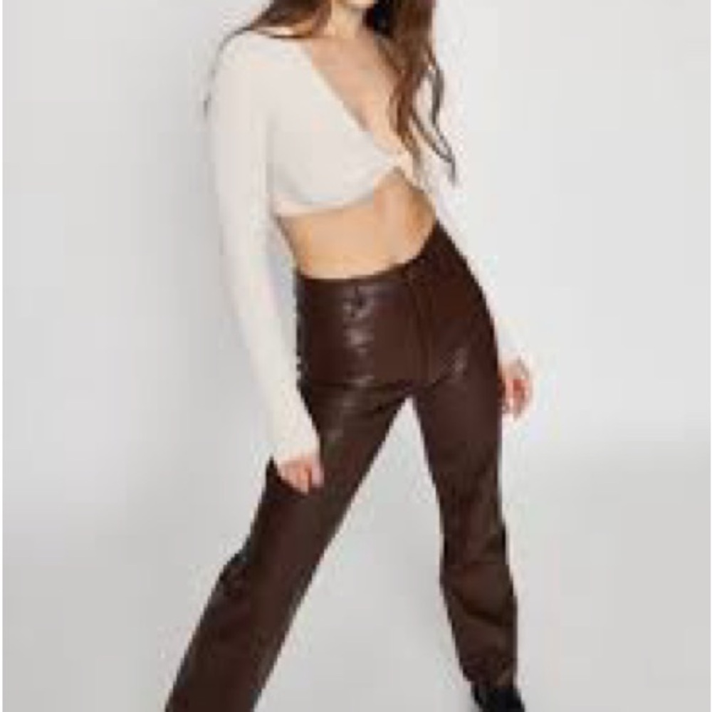 Trendy GARAGE Brown Leather Pants